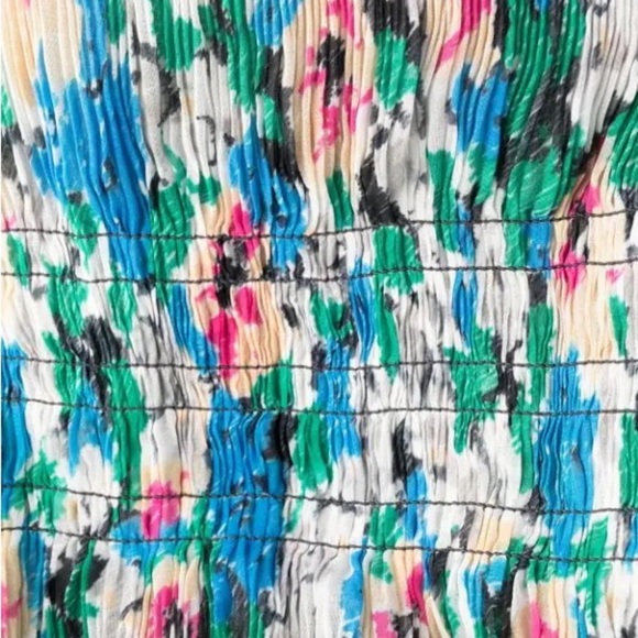 GANNI floral-print pleated Smocked Plissé Georgette midi dress - Picture 5 of 12